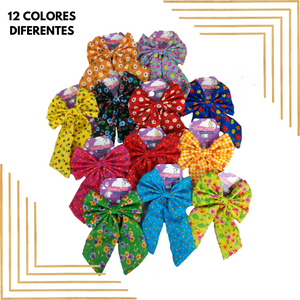 MOÑO CON COLETAS FLORES (12 PZ)