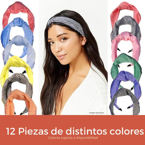 DIADEMA TURBANTE RAYAS (12 PZ)