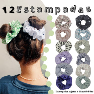 SCRUNCHIE JUMBO ESTAMPADA MIX (12 PZ)