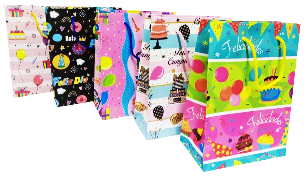 BOLSA MEDIANA VERTICAL FELIZ CUMPLE 17.5 CM X 24.5 CM