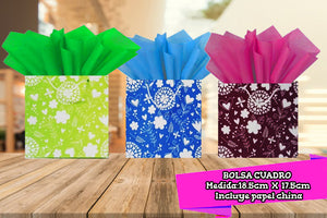 BOLSA CUADRO FLORES 18.5 CM X 17.5 CM