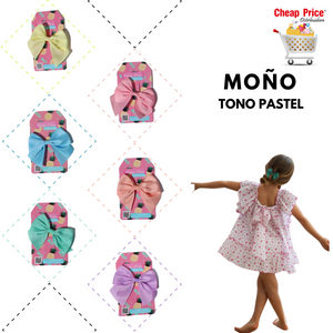 MOÑO DE LISTON ROXY PASTEL 9CM X 8CM (12 PZ)