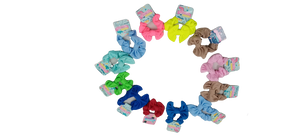 SCRUNCHIES CON MOÑO COLORES LISOS (12PZ)