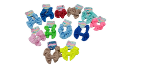 SCRUNCHIES CON MOÑO COLORES LISOS (12PZ)