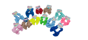 SCRUNCHIES CON MOÑO COLORES LISOS (12PZ)