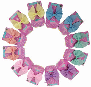 MOÑO DE LISTON ROXY PASTEL 9CM X 8CM (12 PZ)