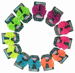 MOÑO DE LISTON ROXY NEON 9CM X 8CM (12 PZ)