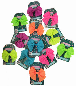 MOÑO DE LISTON ROXY NEON 9CM X 8CM (12 PZ)