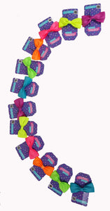 MOÑO CHICO DE LISTON CONI NEON 9CM X 4CM (12 PZ)