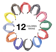 Cargar imagen en el visor de la galería, DIADEMA TURBANTE RAYAS (12 PZ)
