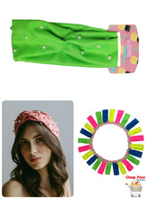 Cargar imagen en el visor de la galería, TURBANTE NEON CON PERLA (12 PZ)
