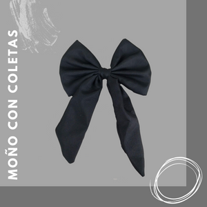 MOÑO CON COLETAS NEGRO (12 PZ)