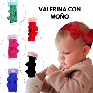 VALERINA BEBÉ MOÑO COLORES LISOS (12 PZ)