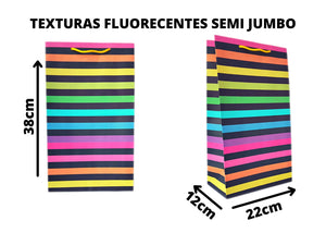 BOLSA SEMI JUMBO TEXTURAS FLUORECENTE 38 CM X 22 CM